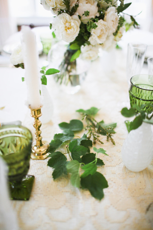 Greenery and Taper Candle Centerpiece