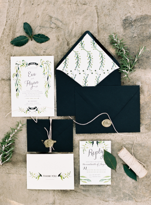 Black and Green Wedding Invitations