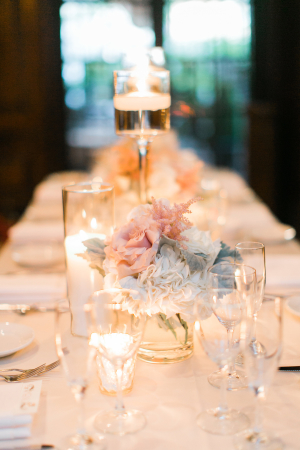 Blush and Dusty Miller Centerpiece