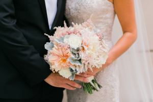Bouquet of Dahlias and Dusty Miller