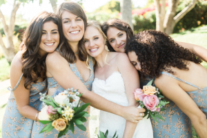 Bridesmaids in Floral Dresses
