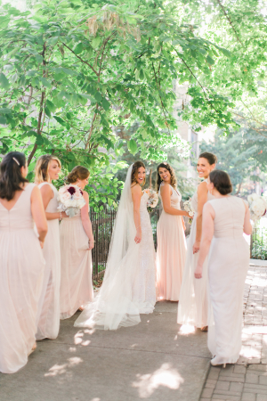 Bridesmaids in Pale Taupe Gowns