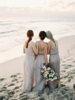 Bridesmaids on the Beach at Sunset