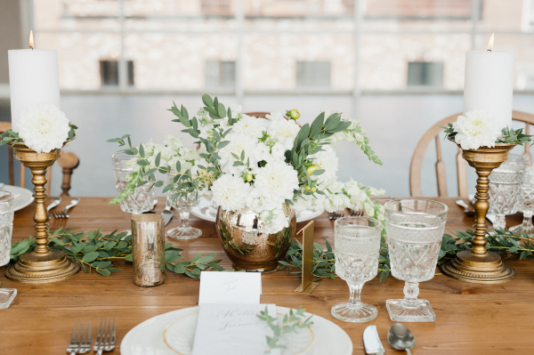 Gold and Green Wedding Table