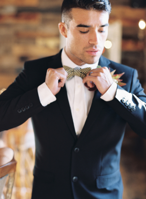 Groom with Checked Bow Tie