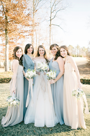 Pale Blue and Ivory Winter Bridesmaids