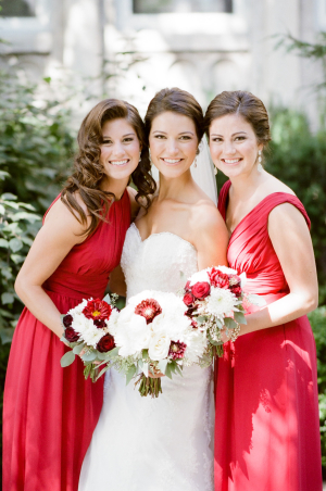 Red Chiffon Bridesmaids Dresses