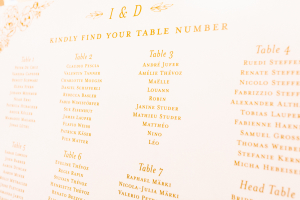Seating Chart in Gold Ink