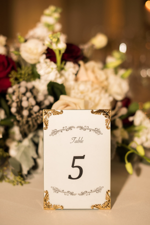 Table Number with Gold Frame