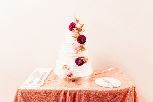 Wedding Cake with Garnet Flowers