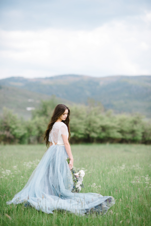 Blue Tulle Skirt for Bride