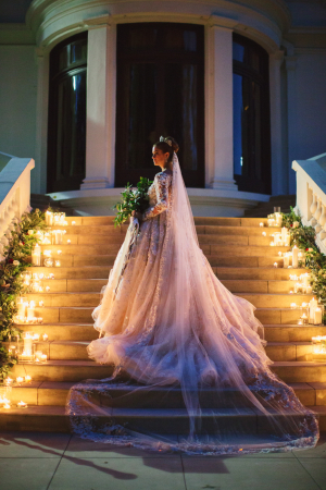 Bridal Portrait on Stairs with Candles