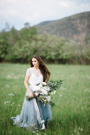 Bride in Blue Tulle Skirt