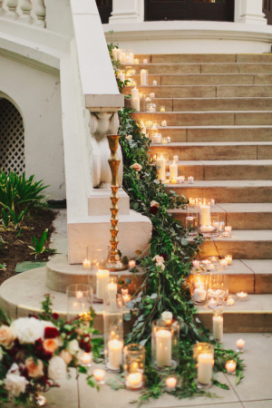 Candle and Garland on Staircase