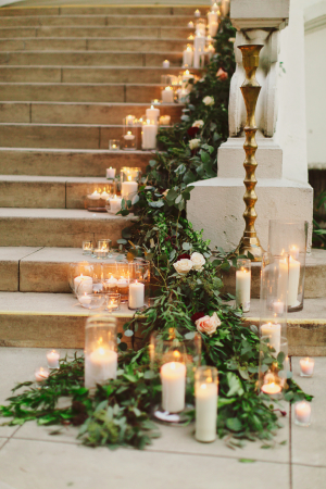 Garland and Candles on Stairs