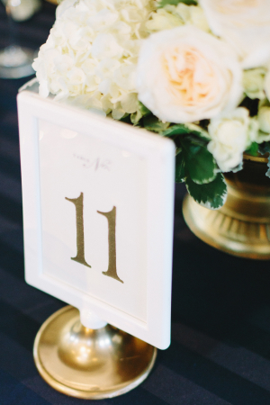 Gold and White Table Number