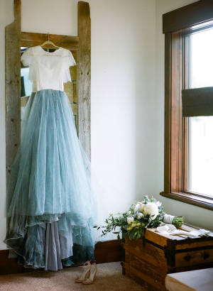 Handpainted Blue Wedding Dress