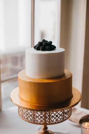 Petite Gold and White Wedding Cake