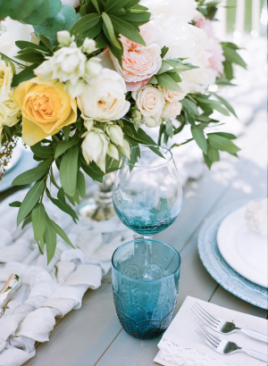 Rustic Blue and White Wedding Table