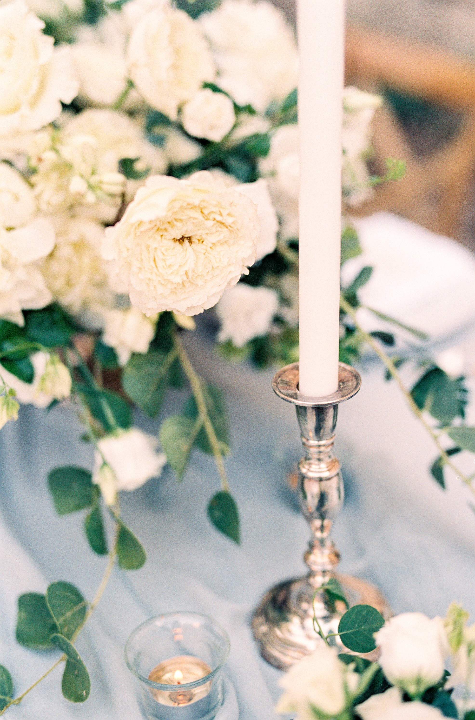 Silver and Blue Centerpiece