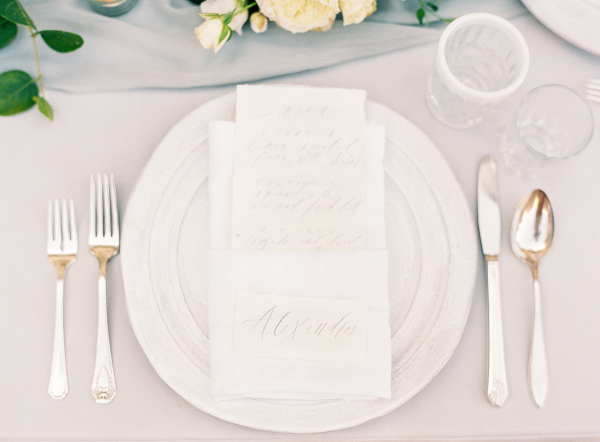 Silver and Blue Wedding Place Setting