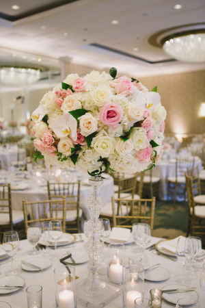 Tall Pink and Ivory Centerpiece