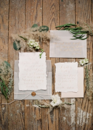 Wedding Invitations with Gold Calligraphy