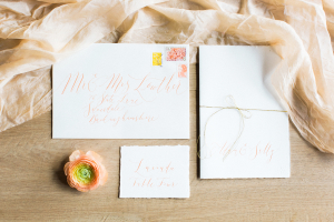 Wedding Stationery with Pale Peach Calligraphy