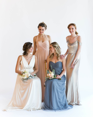Blue Pink and Gold Bridesmaids Dresses