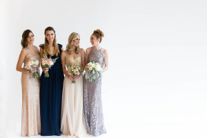 Bridesmaids in Shades of Ivory and Blue