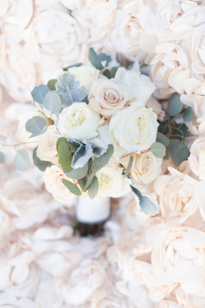 Wedding Bouquet with Roses and Dusty Miller
