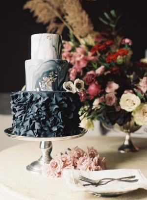 Wedding Cake with Black Ruffles
