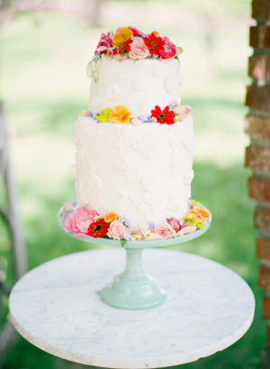 Wedding Cake with Colorful Flowers