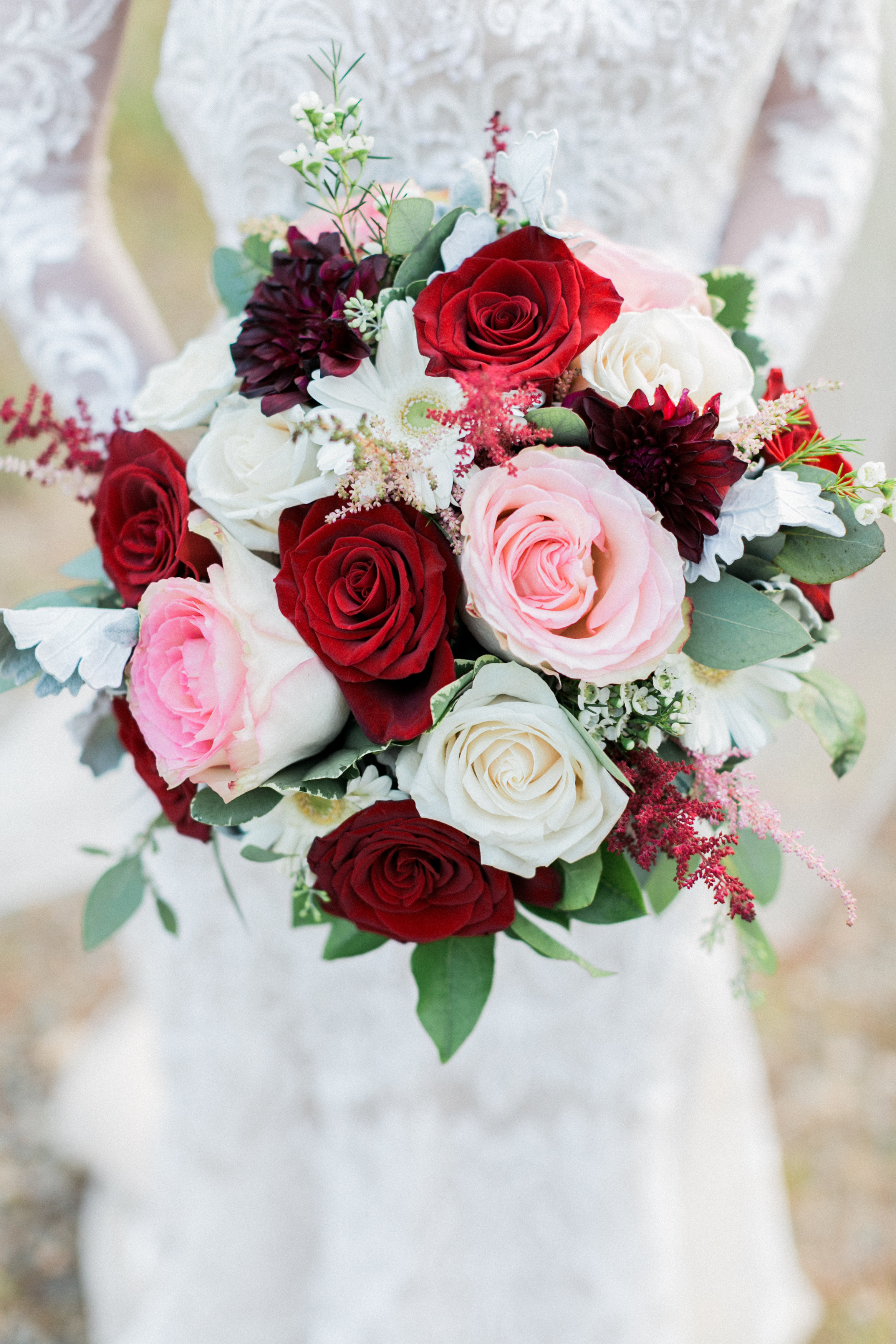 Bouquet with Pink and Red Roses