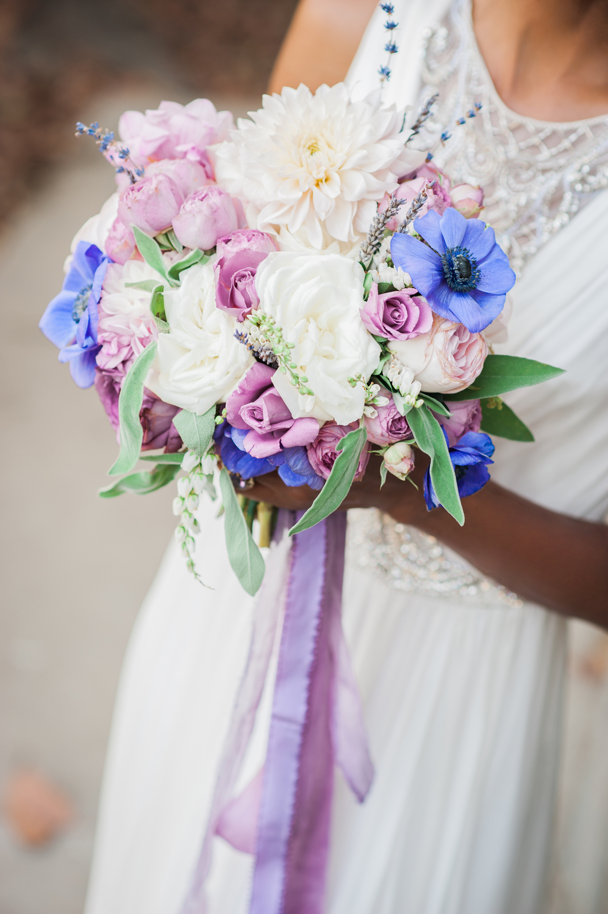 Bouquet with Purple Ribbons