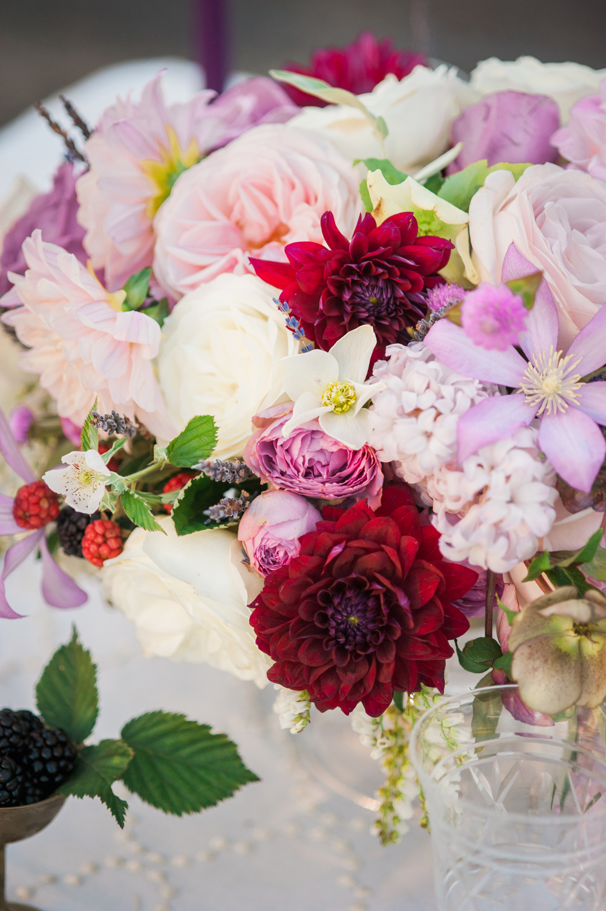Burgundy and Lavender Wedding Flowers