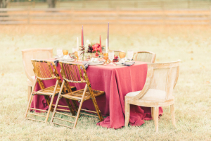 Burgundy and Yellow Wedding Table