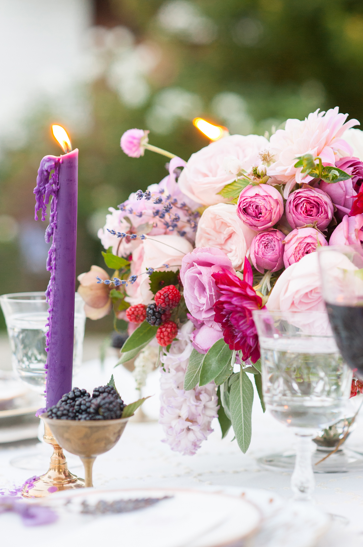 Fuchsia and Purple Wedding Centerpiece