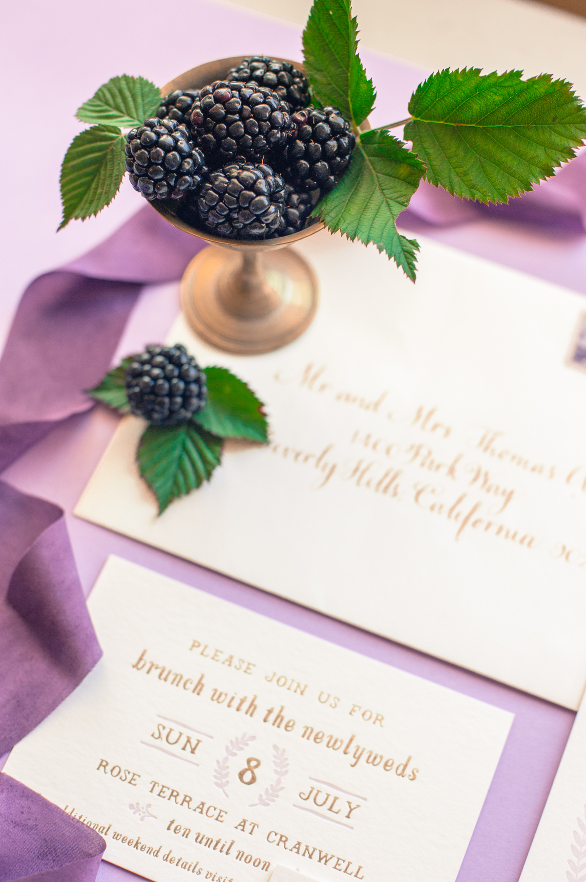 Gold Calligraphy on Wedding Invitations