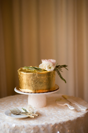 Small Wedding Cake with Gold Leaf