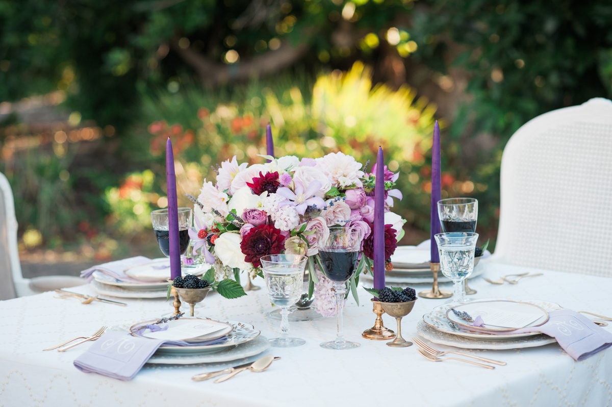 Wedding Table with Purple Flowers