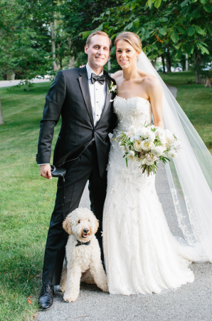 Bride and Groom with Adorable Dog