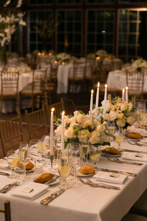 Centerpiece with Ivory Flowers and Candles