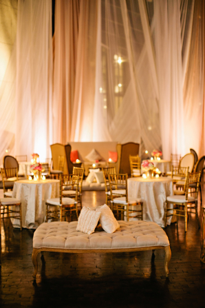 Gold Wedding Lounge Area with Elegant Draping