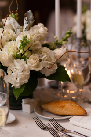Ivory Centerpiece with Green Stock