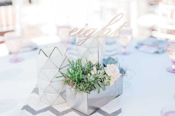 Pale Blue and Silver Wedding Centerpiece