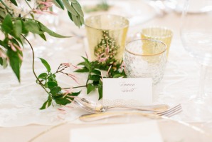 Place Setting with Mercury Glass Votives