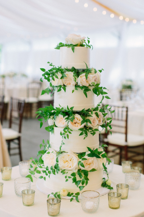 Tiered Wedding Cake with Blush Roses