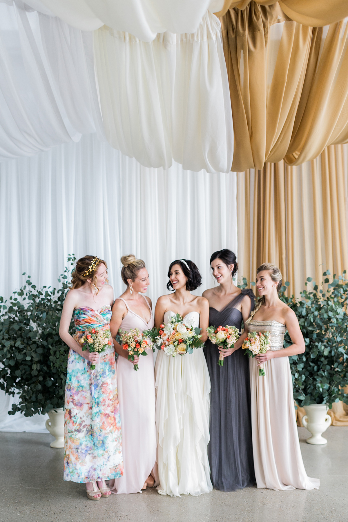 Bridal Party in Blue and Pink