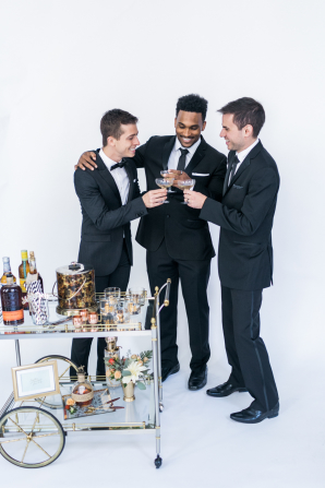 Brown and Gold Bar Cart for Wedding